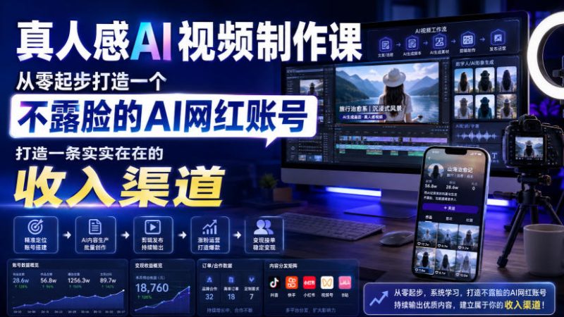 真人感AI视频制作课,从零起步打造一个不露脸的AI网红账号,打造一条实实在在的收入渠道【原创双语字幕】-西蒙学社