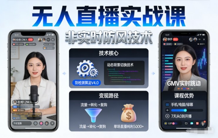 宝子哥无人直播实战课,非实时防风技术,聚焦抖音快手等平台直播带货,轻松开启直播变现之路(更新2026年08月06日)-西蒙学社