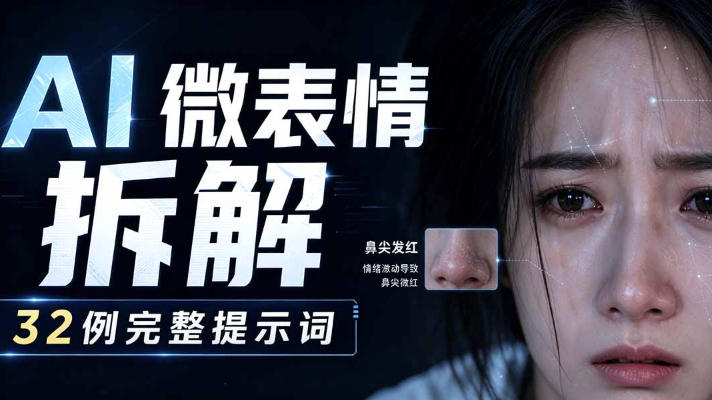 AI微表情拆解提示词合集,精准调控AI角色表情,可直接复用,0基础也能调出影视级表情变化-西蒙学社