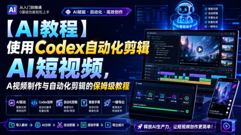 【AI教程】使用Codex自动化剪辑AI短视频,AI视频制作与自动化剪辑的保姆级教程-西蒙学社