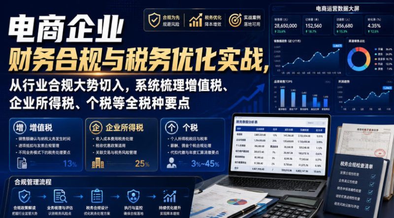 电商企业财务合规与税务优化实战,从行业合规大势切入,系统梳理增值税、企业所得税、个税等全税种要点-西蒙学社