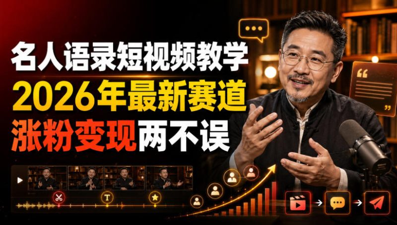 名人语录短视频教学,2026年最新赛道,涨粉变现两不误-西蒙学社