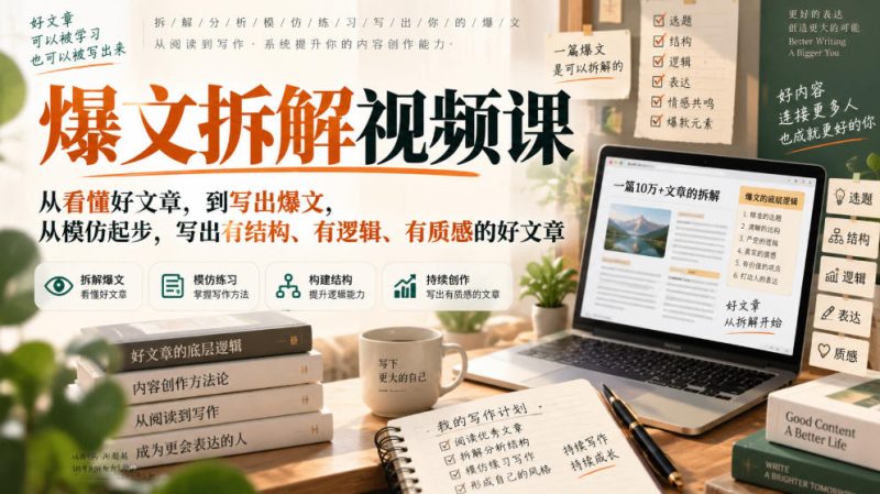 爆文拆解视频课，从看懂好文章，到写出爆文，从模仿起步，写出有结构、有逻辑、有质感的好文章-西蒙学社