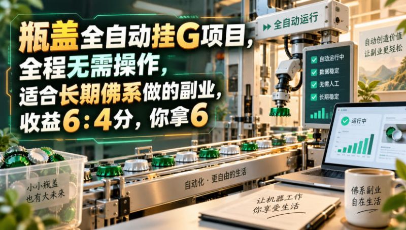 瓶盖全自动挂G项目,全程无需操作,适合长期佛系做的副业,收益6:4分,你拿6【揭秘】-西蒙学社