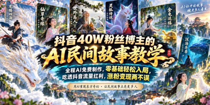 抖音40W粉丝博主的AI民间故事教学,全程AI免费制作,零基础轻松入局,吃透抖音流量红利,涨粉变现两不误-西蒙学社