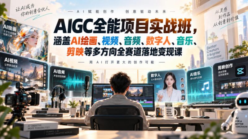 AIGC全能项目实战班-无水印,涵盖AI绘画、视频、音频、数字人、音乐、剪映等多方向全赛道落地变现课(更新)-西蒙学社