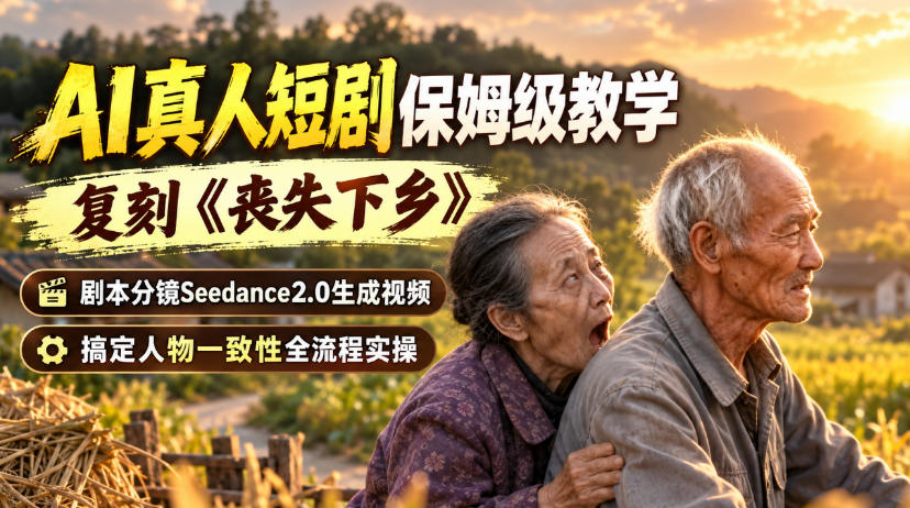 AI真人短剧保姆级教学，复刻《丧失下乡》，剧本分镜Seedance2.0生成视频，搞定人物一致性全流程实操-西蒙学社
