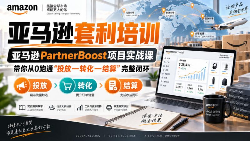 lead菌·亚马逊套利培训,亚马逊partnerboost项目实战课,带你从0跑通”投放—转化—结算”完整闭环-西蒙学社