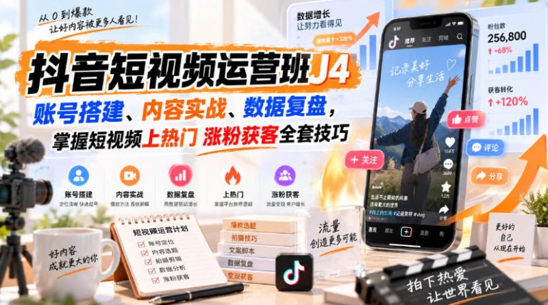 抖音短视频运营班J4|账号搭建、内容实战、数据复盘,掌握短视频上热门涨粉获客全套技巧-西蒙学社