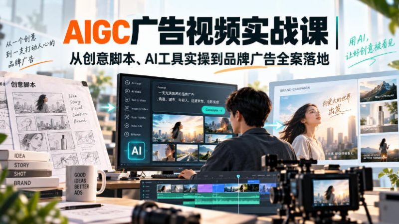AIGC广告视频实战课|从创意脚本、AI工具实操到品牌广告全案落地-西蒙学社