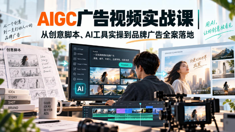 AIGC广告视频实战课｜从创意脚本、AI工具实操到品牌广告全案落地-西蒙学社