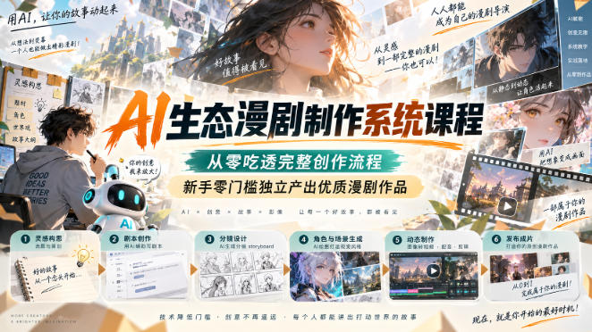AI生态漫剧制作系统课程,从零吃透完整创作流程,新手零门槛独立产出优质漫剧作品-西蒙学社