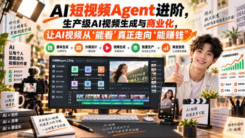 AI短视频Agent进阶,生产级AI视频生成与商业化,让AI视频从”能看”真正走向”能賺钱”-西蒙学社