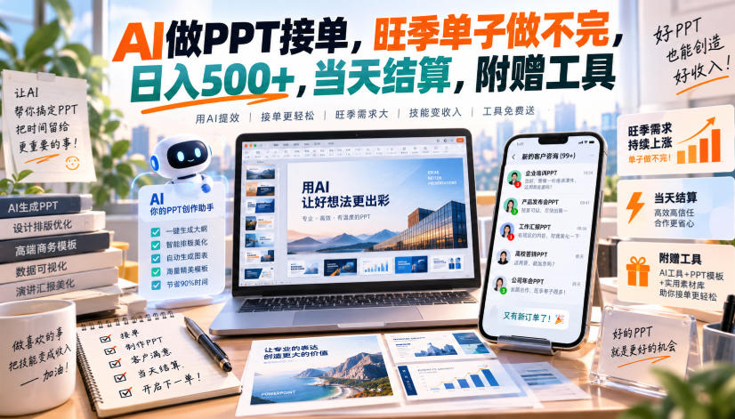 AI做PPT接单，旺季单子做不完，日入500+，当天结算，附赠工具【揭秘】-西蒙学社