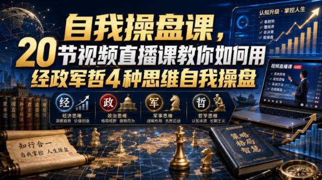 【无水印】自我操盘课,20节视频直播课教你如何用经政军哲4种思维自我操盘(更新0924)-西蒙学社