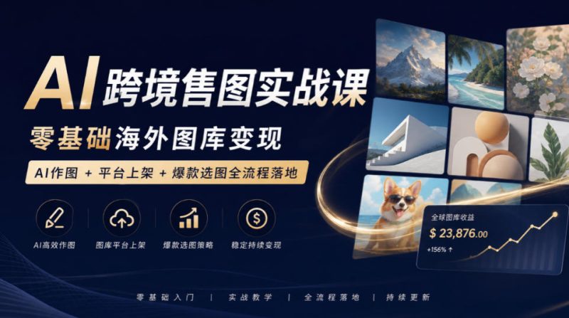 AI跨境售图实战课,零基础海外图库变现,AI作图+平台上架+爆款选图全流程落地-西蒙学社