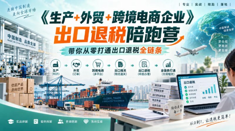 《生产+外贸+跨境电商企业》出口退税陪跑营,带你从零打通出口退税全链条-西蒙学社