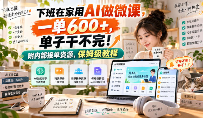 下班在家用AI做微课,一单600+,单子干不完!附内部接单资源,保姆级教程【揭秘】-西蒙学社