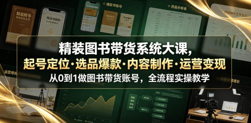 精装图书带货系统大课，起号定位・选品爆款・内容制作・运营变现，从0到1做图书带货账号，全流程实操教学（更新）-西蒙学社