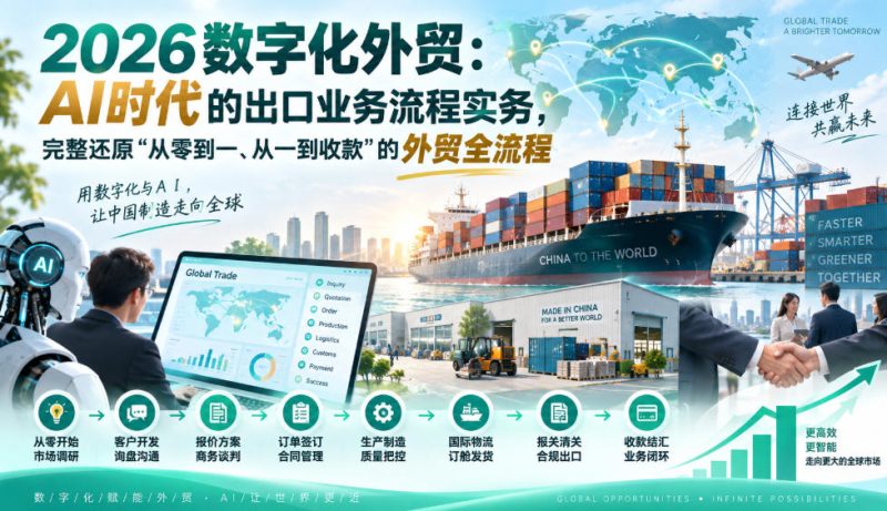 2026数字化外贸:AI时代的出口业务流程实务,完整还原”从零到一、从一到收款”的外贸全流程-西蒙学社