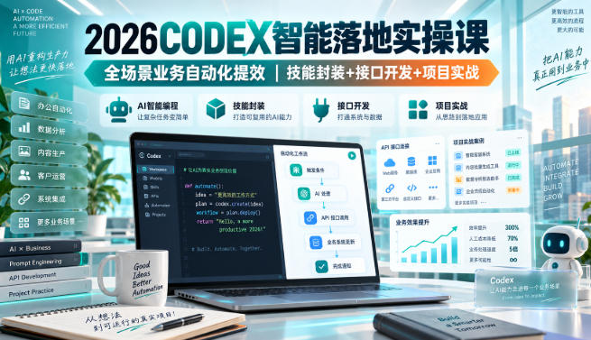 2026Codex智能落地实操课,全场景业务自动化提效,技能封装+接口开发+项目实战-西蒙学社