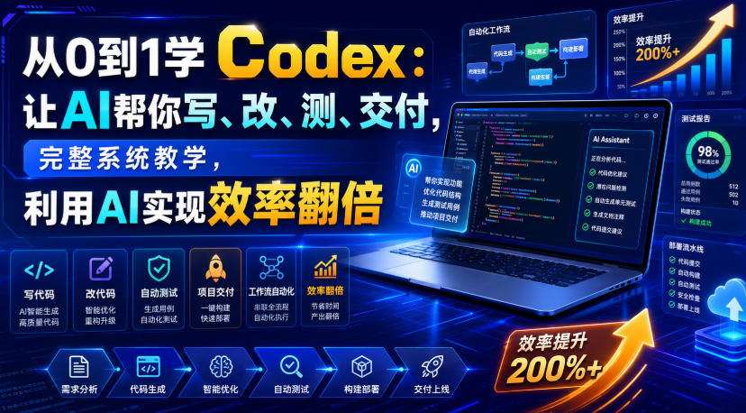 从0到1学Codex：让AI帮你写、改、测、交付，完整系统教学，利用AI实现效率翻倍（更新0918）-西蒙学社