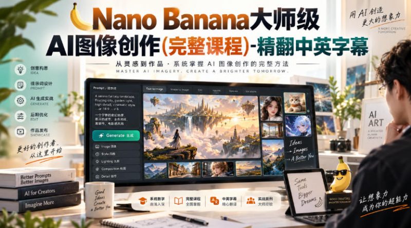 【无水印】Nano Banana大师级AI图像创作(完整课程)-精翻中英字幕-西蒙学社