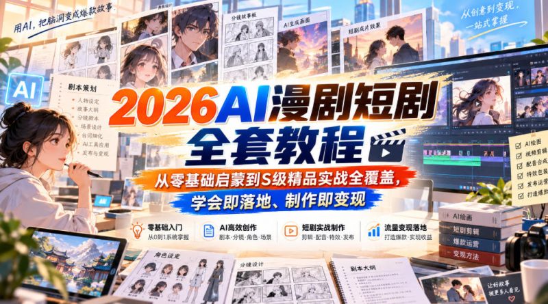 【无水印】2026AI漫剧短剧全套教程,从零基础启蒙到S级精品实战全覆盖,学会即落地、制作即变现-西蒙学社