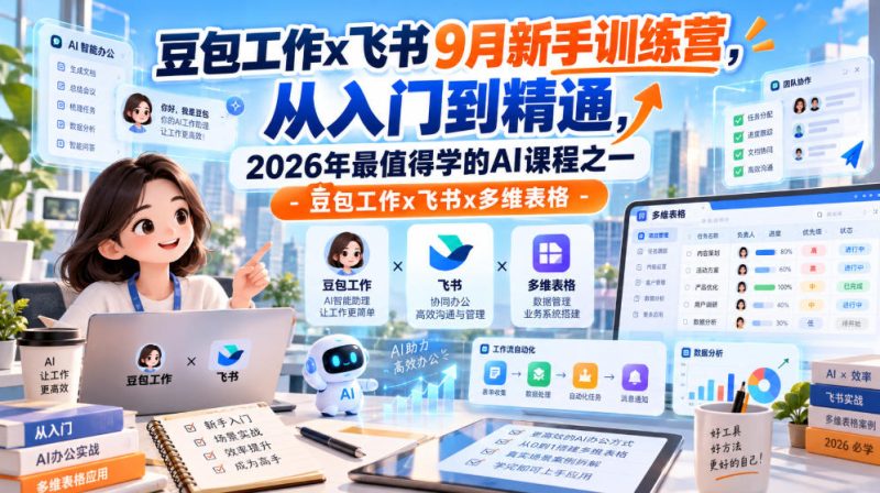 豆包工作x飞书9月新手训练营,从入门到精通,2026年最值得学的Al课程之一-豆包工作x飞书x多维表格-西蒙学社