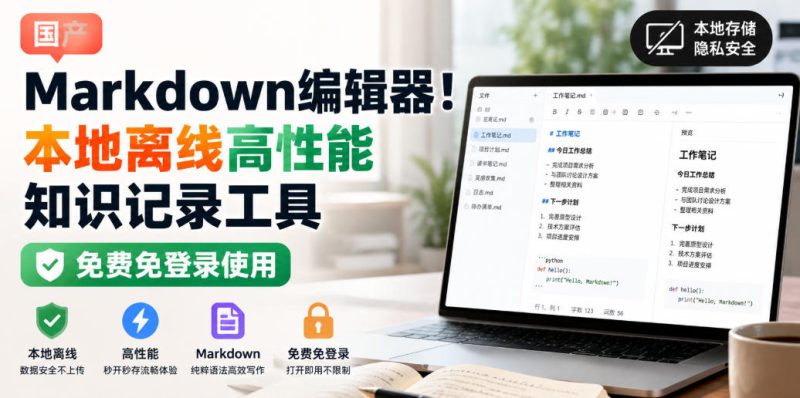 国产Markdown编辑器!本地离线高性能知识记录工具,免费免登录使用-西蒙学社
