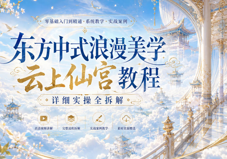 东方中式浪漫美学云上仙宫教程,详细实操全拆解-西蒙学社