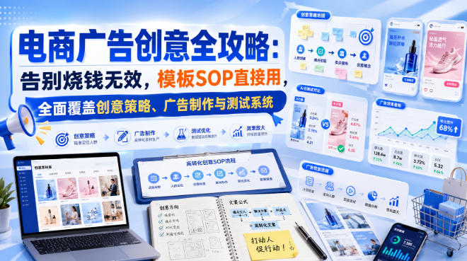 电商广告创意全攻略：告别烧钱无效，模板SOP直接用，全面覆盖创意策略、广告制作与测试系统【原创双语字幕】-西蒙学社