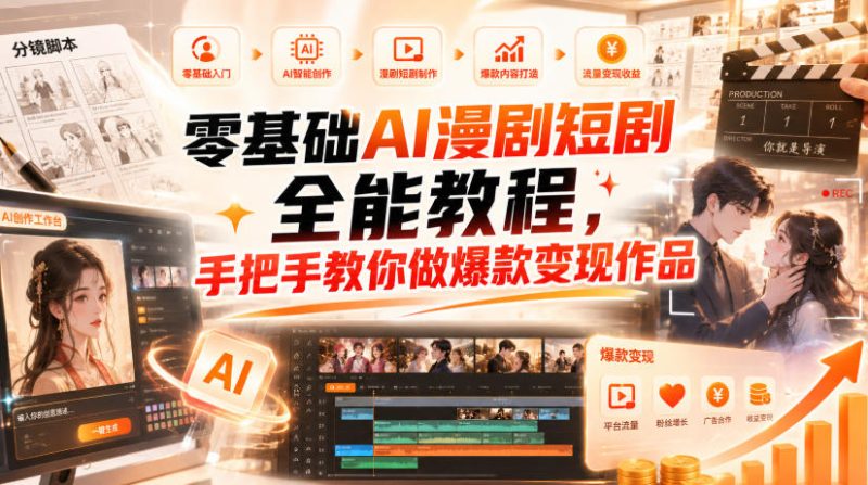 零基础AI漫剧短剧全能教程,从AI智能体搭建、文案脚本分镜、多平台AI生视频、剪映精修,覆盖全题材创作,手把手教你做爆款变现作品-西蒙学社
