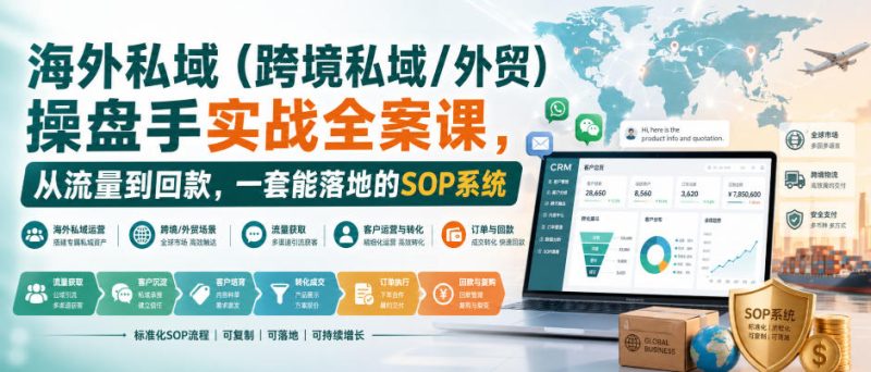 海外私域(跨境私域/外贸)操盘手实战全案课,从流量到回款,一套能落地的SOP系统-西蒙学社