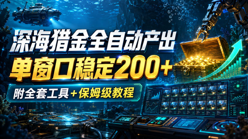 深海猎金全自动产出，单窗口稳定200+，附全套工具+保姆级教程【揭秘】-西蒙学社