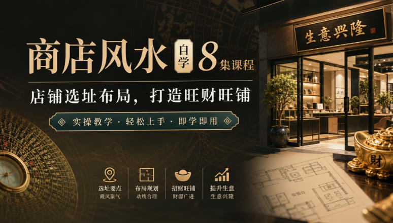 商店风水自学8集课程|店铺选址布局,打造旺财旺铺实操教学-西蒙学社