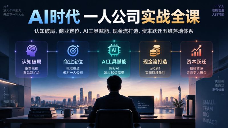 AI时代一人公司实战全课|认知破局、商业定位、AI工具赋能、现金流打造、资本跃迁五维落地体系-西蒙学社