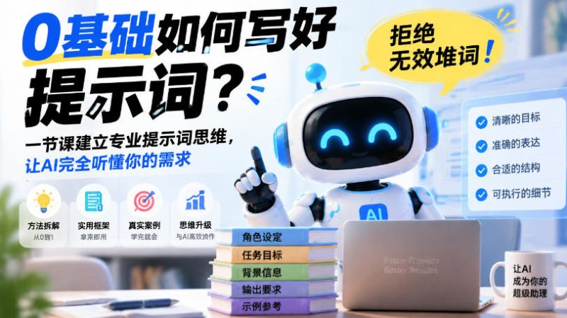 0基础如何写好提示词,拒绝无效堆词!一节课建立专业提示词思维,让AI完全听懂你的需求-西蒙学社