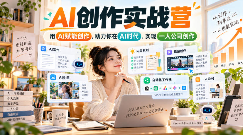 AI创作实战营，用AI赋能创作，助力你在AI时代，实现一人公司创作-西蒙学社