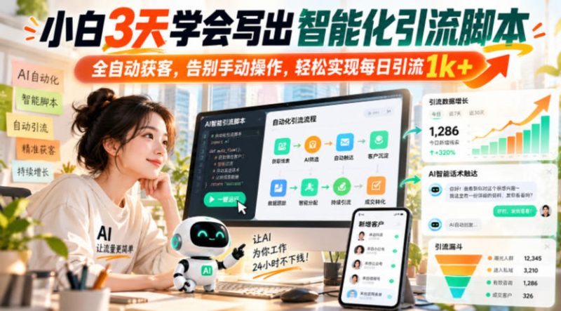 小白3天学会写出智能化引流脚本,全自动获客,告别手动操作,轻松实现每日引流1k+-西蒙学社