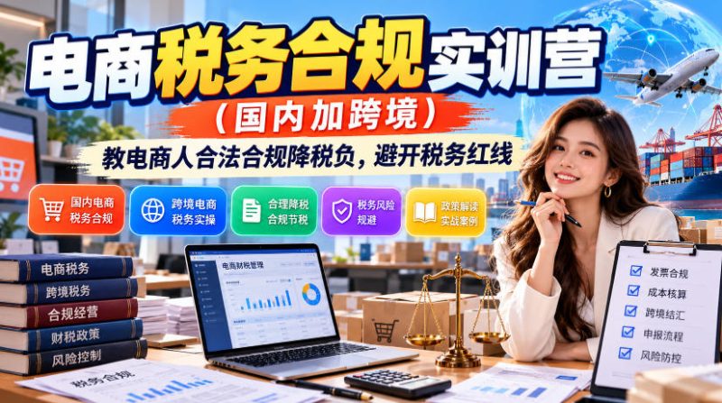 电商税务合规实训营（国内加跨境），教电商人合法合规降税负，避开税务红线-西蒙学社