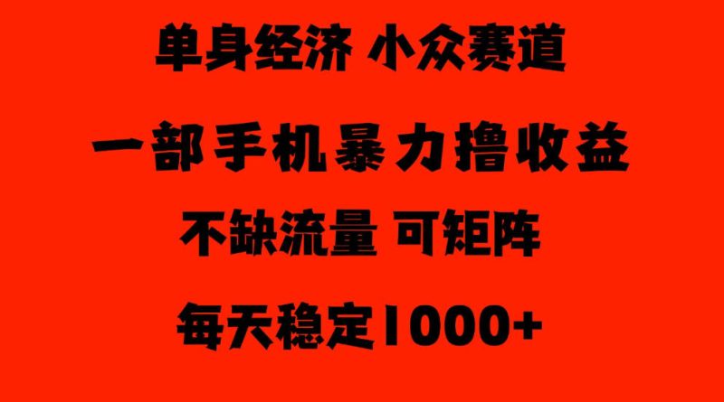 26年暴力单身经济，稳定日入500-1k，不缺流量，流量极大，冷门小众赛道，门槛低小白轻松上手【揭秘】-西蒙学社