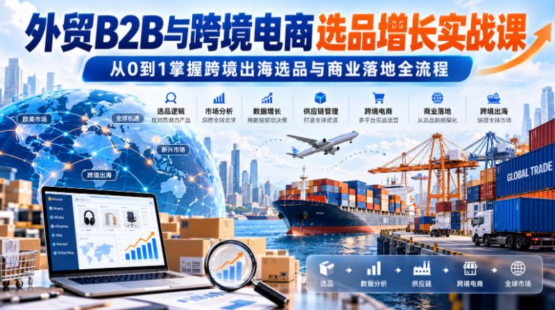 外贸B2B与跨境电商选品增长实战课，从0到1掌握跨境出海选品与商业落地全流程-西蒙学社