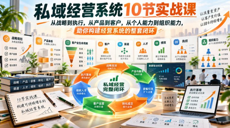 私域经营系统10节实战课，从战略到执行，从产品到客户，从个人能力到组织能力，助你构建经营系统的整套闭环-西蒙学社