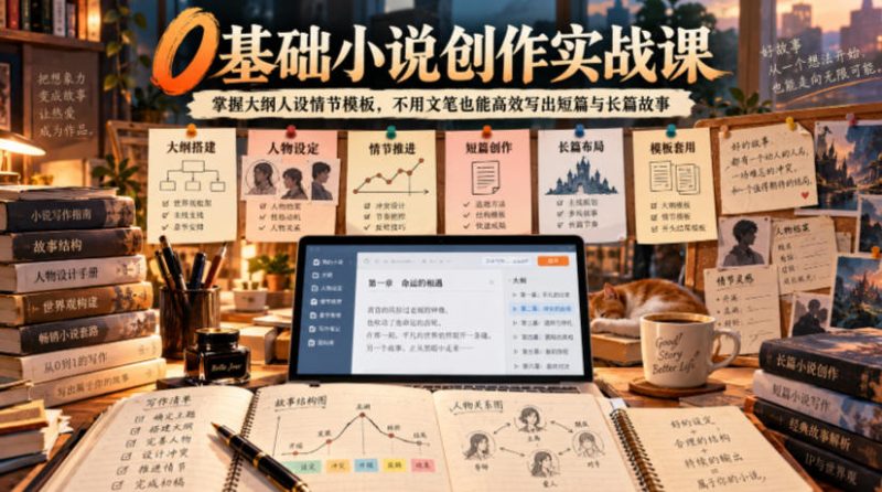 0基础小说创作实战课|掌握大纲人设情节模板,不用文笔也能高效写出短篇与长篇故事-西蒙学社