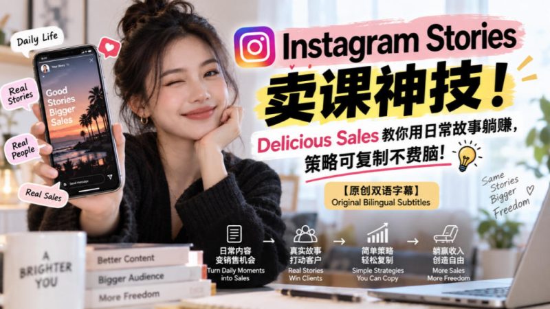 Instagram Stories卖课神技!Delicious Sales教你用日常故事躺賺,策略可复制不费脑!【原创双语字幕】-西蒙学社