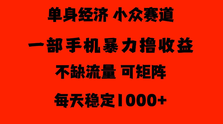 26年暴力单身经济,稳定日入500-1k,不缺流量,流量极大,冷门小众赛道,门槛低小白轻松上手【揭秘】-西蒙学社
