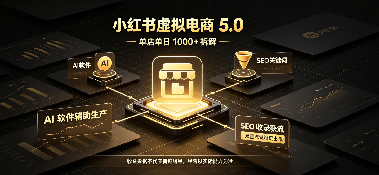 小红书虚拟电商5.0，单店单日1000+，AI软件+SEO收录，双重流量稳定出单【揭秘】-西蒙学社