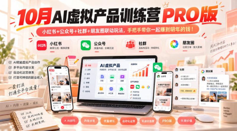 10月AI虚拟产品训练营PRO版,小红书+公众号+社群+朋友圈联动玩法,手把手带你一起赚到明年的钱!(更新1029)-西蒙学社