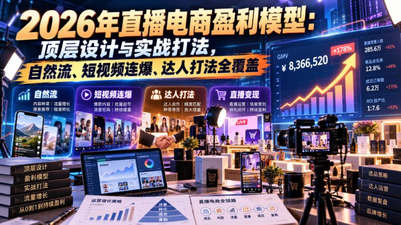 2026年直播电商盈利模型：顶层设计与实战打法，自然流、短视频连爆、达人打法全覆盖-西蒙学社